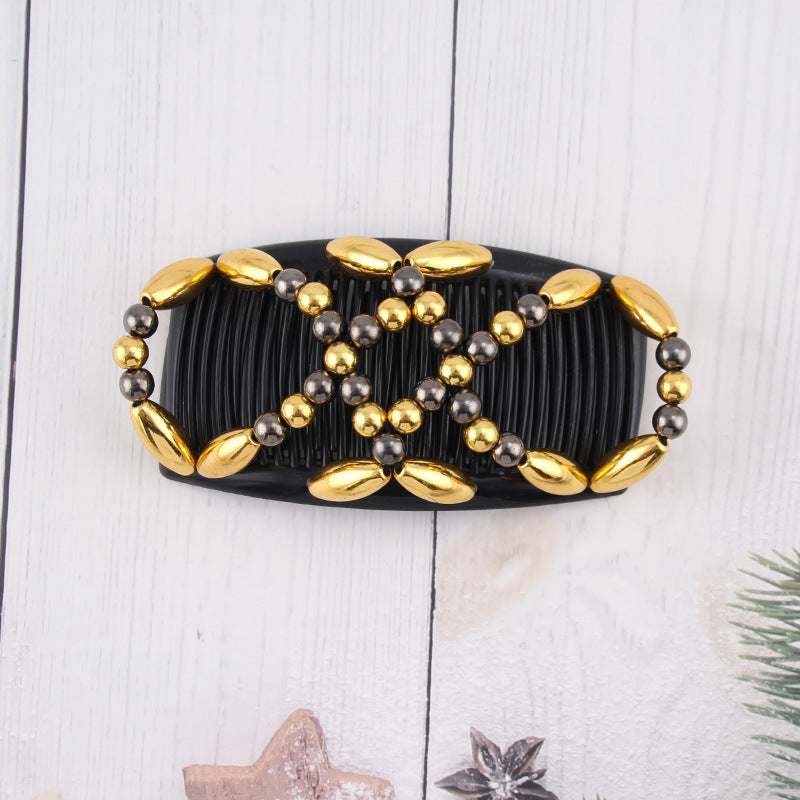 Wholesale Plastic Beaded Double Row Hair Comb